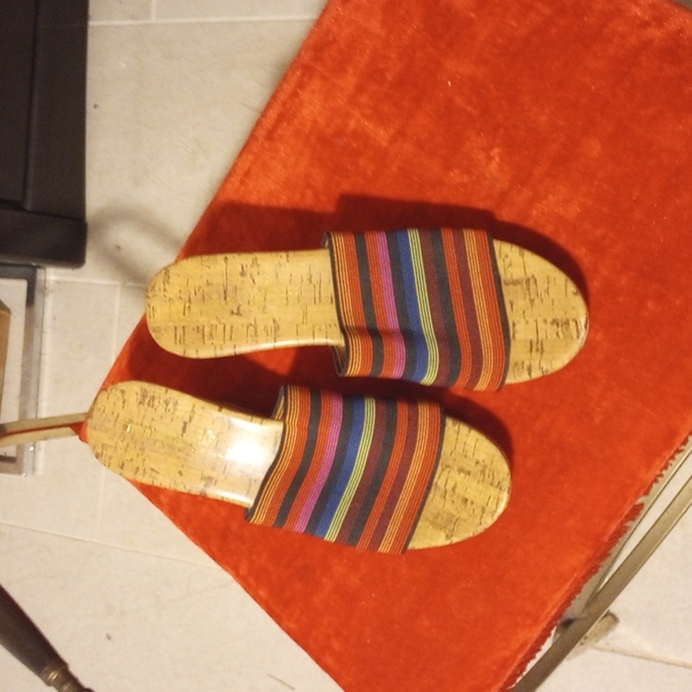 Women's Cork Wedge with Multicolor Strap